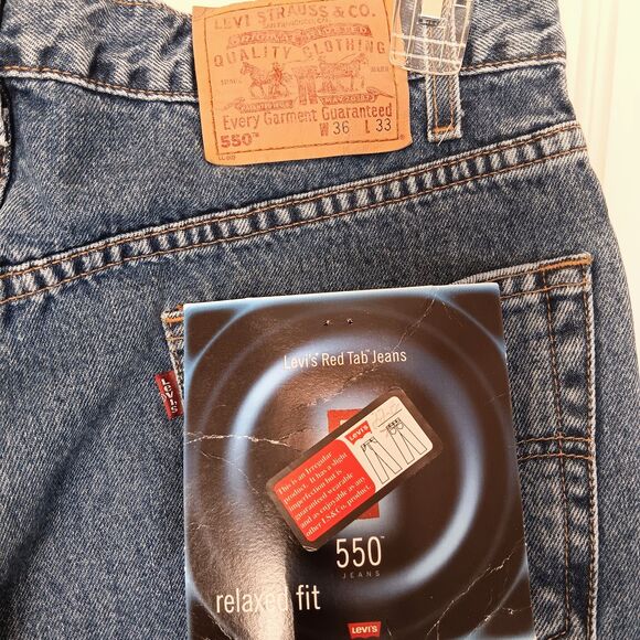 Vtg Levis 550 Jeans Men 36x33 Blue Denim Relaxed Tapered 90s Y2K NEW DEADSTOCK - Picture 1 of 8